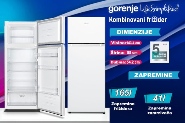 Frižider kombinovani Gorenje, 5 godina garancija