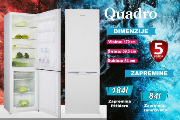 Frižider kombinovani Quadro, 5 godina garancija
