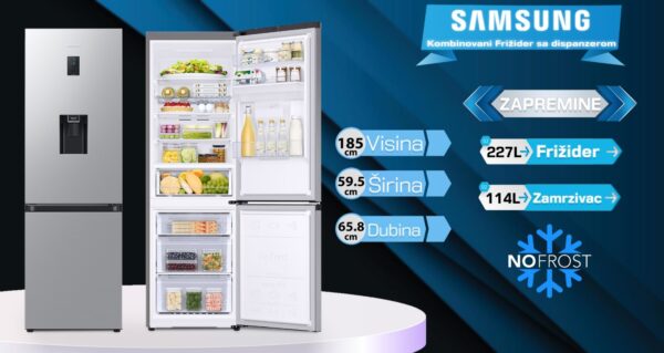 Frižider Samsung kombinovani, No Frost, sa dispanzerom