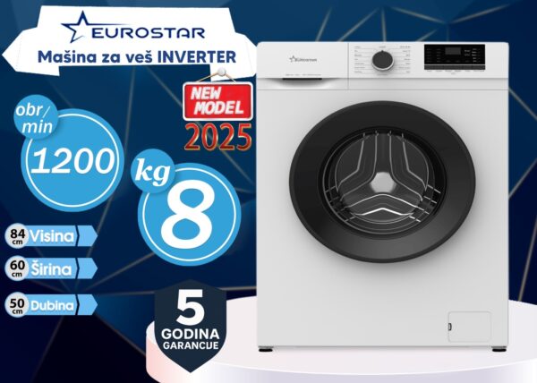 Veš mašina Eurostar, 8kg, 1200 obrtaja, 5 godina garancija