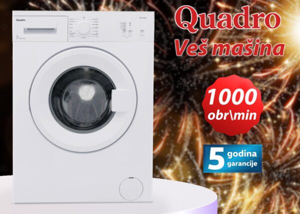 Veš mašina Quadro 1000 obrtaja, 5 godina garancija