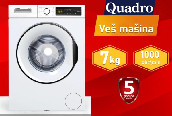 Veš mašina Quadro, 7kg, 1000 obrtaja, 5 godina garancija