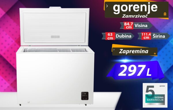 Zamrzivač škrinja Gorenje 279l, 5 godina garancija