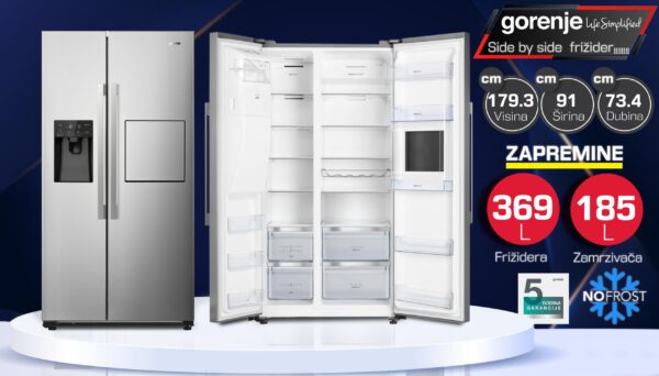 FRIZIDER SIDE BY SIDE GORENJE NRS 9182 VXB1, 5 GODINA GARANCIJA, 20001246
