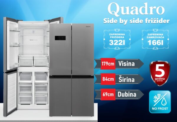 Frižider Quadro side by side, no frost, 5 godina garancija