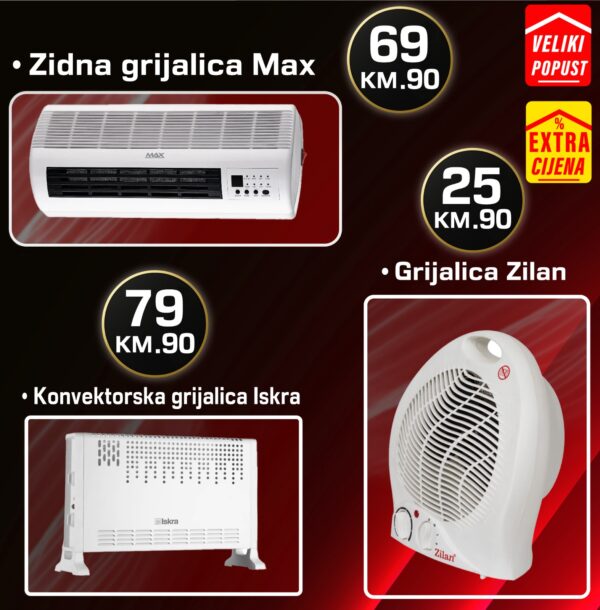 Grijalica Kalolifer, grijalica zidna Max, grijalica konvektorska Iskra