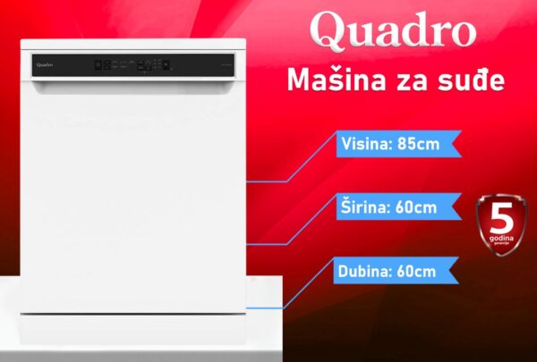 Mašina za suđe Quadro širina 60cm, 5 godina garancija