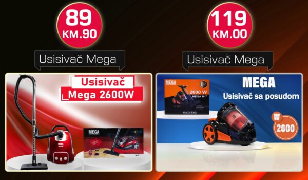 Usisivač Mega ciklonski 2600w, usisivač s platnenom vrećicom Mega