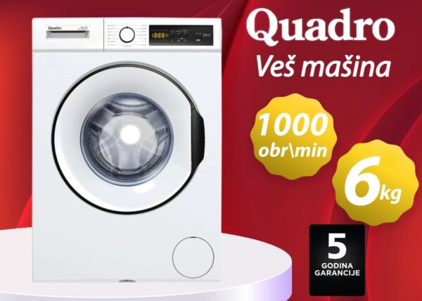Veš mašina Quadro 6kg 1000 obrtaja, 5 godina garancija
