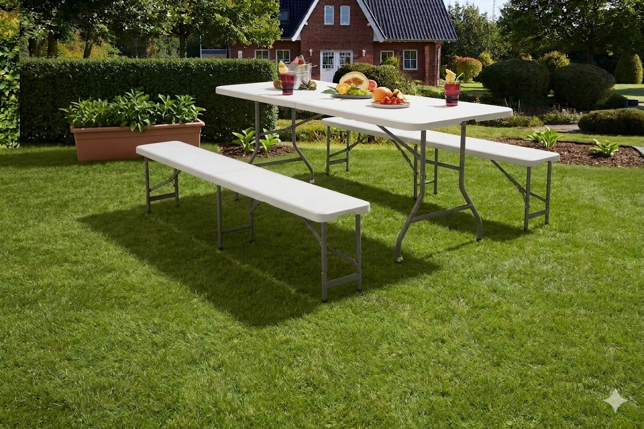 Vrtni set stol sa 2 klupe